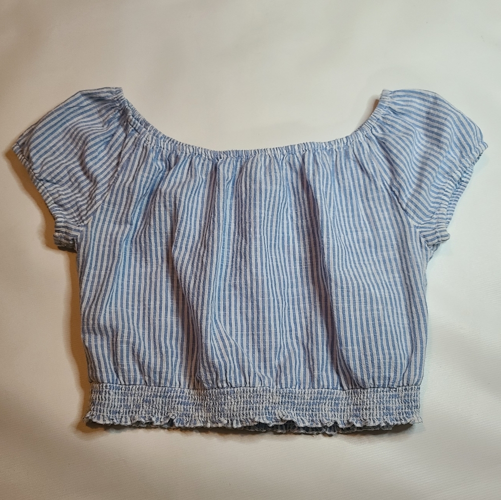 Blue and White Hollister Crop Top